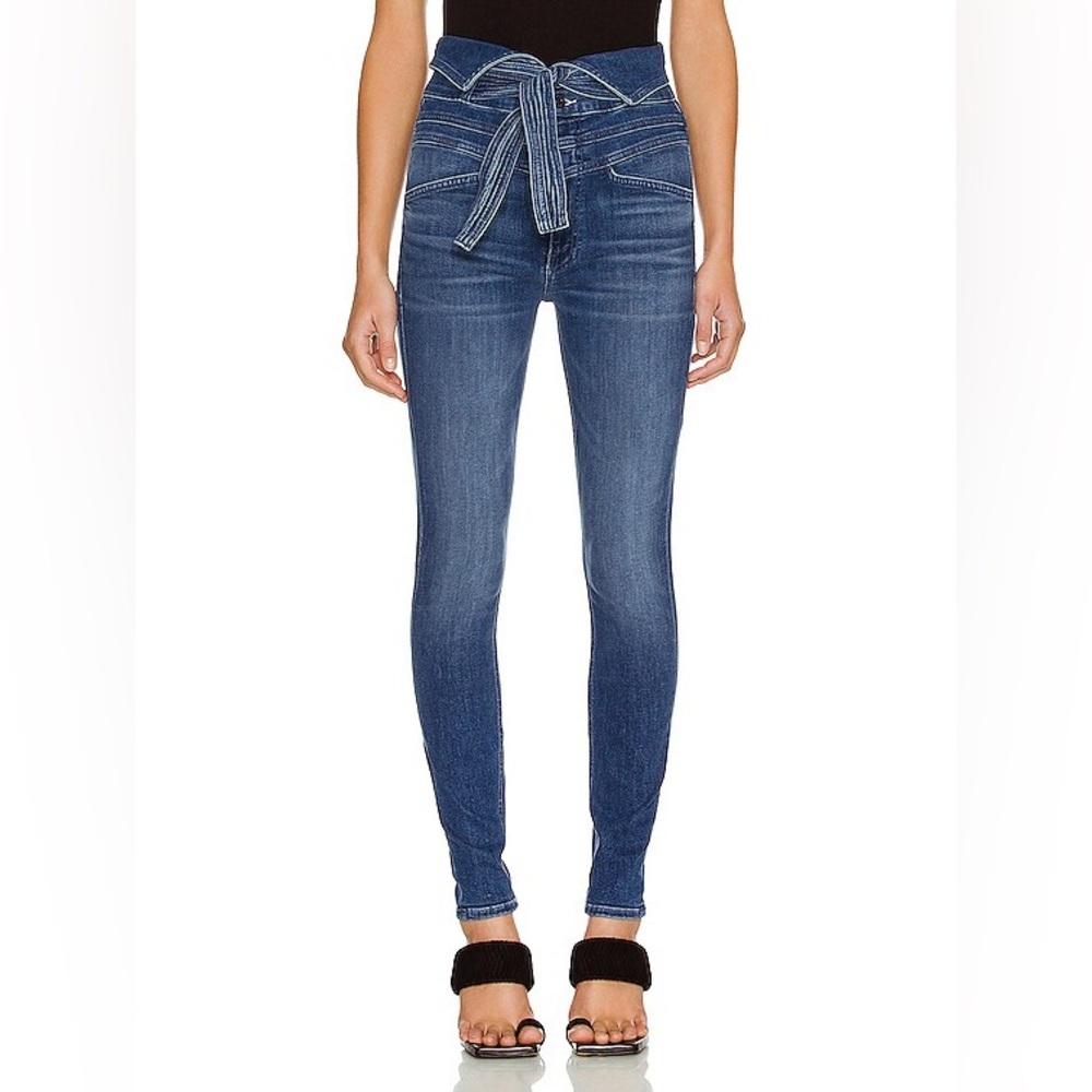 MOTHER Blue foldover high waisted trie jeans